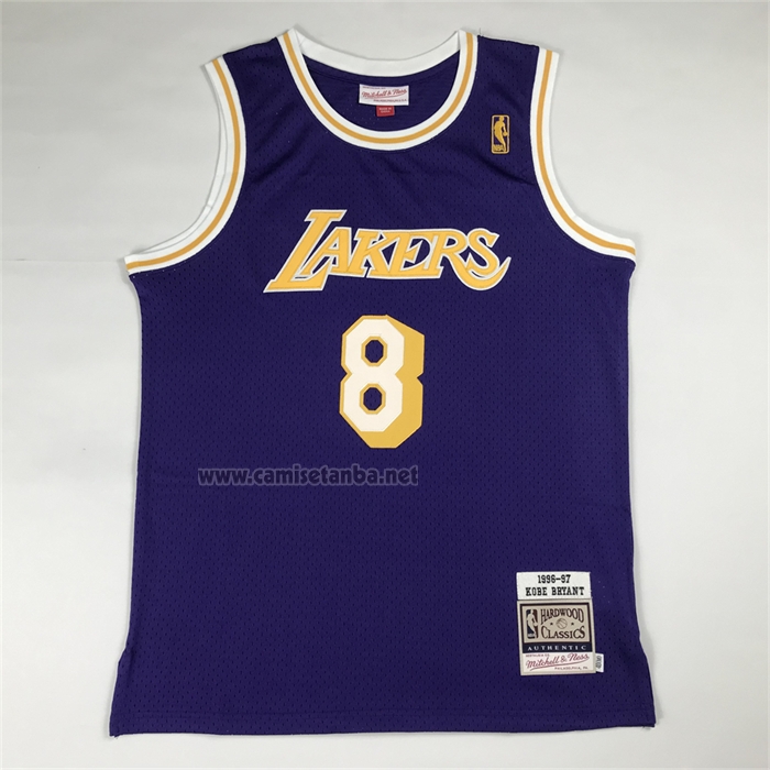 Camiseta Los Angeles Lakers Kobe Bryant NO 8 Autentico 1996-97 Violeta